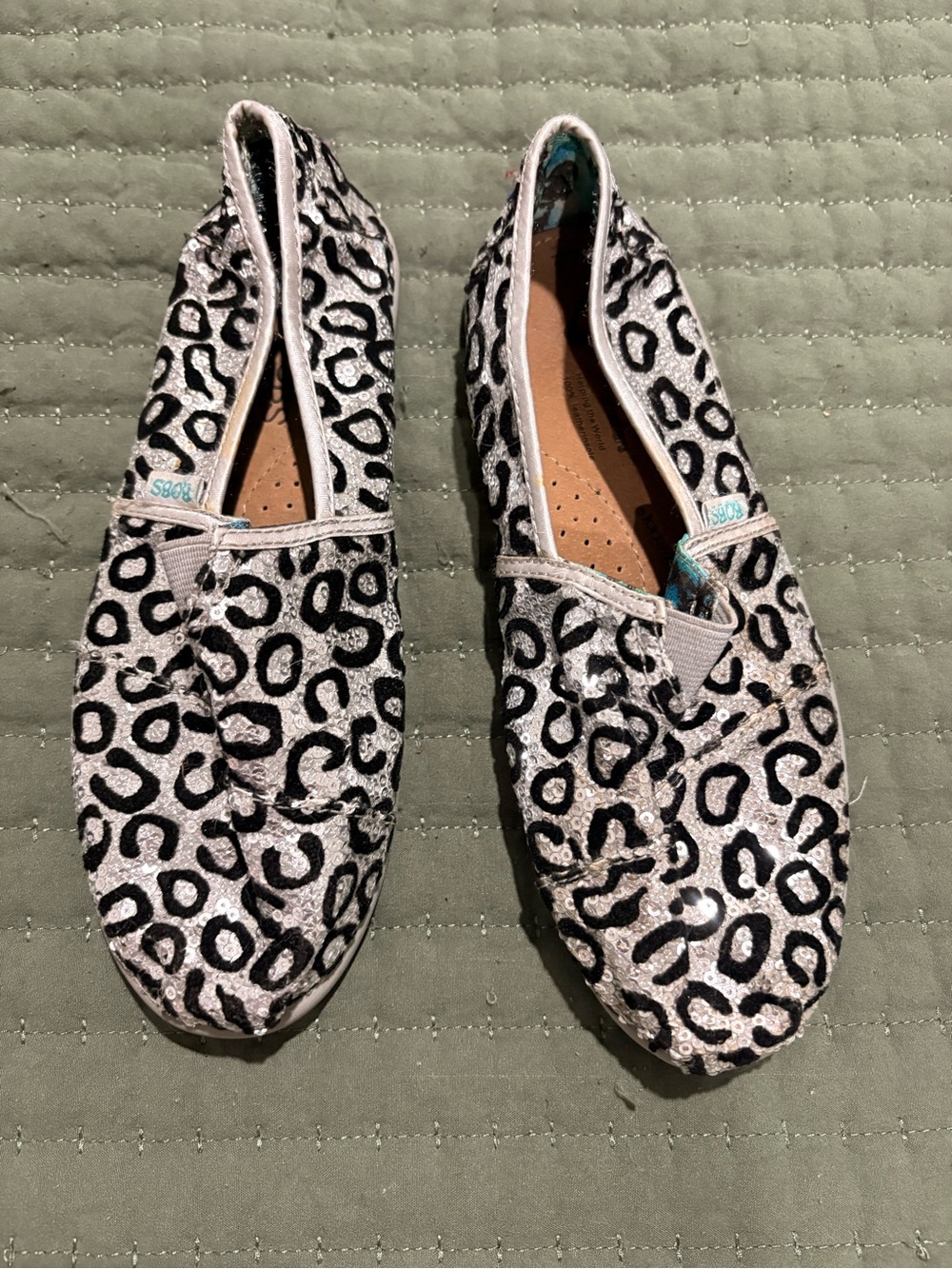 BOBS from Skechers Girls Leopard Print Slip-Ons - Black & White